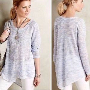 Anthropologie Akemi + Kin Blue Long Sleeve Asymmetrical Tee Sz Large